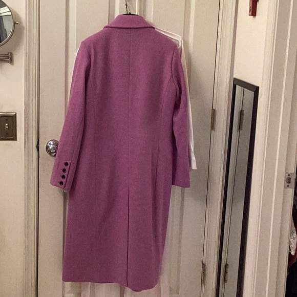 Double breasted wool blend coat in orchid. - Picture 5 of 8
